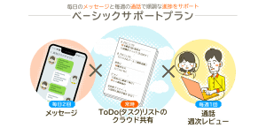 ペーシックサポートプラン:毎日のメッセージと毎週の通話で順調な進捗をサポート